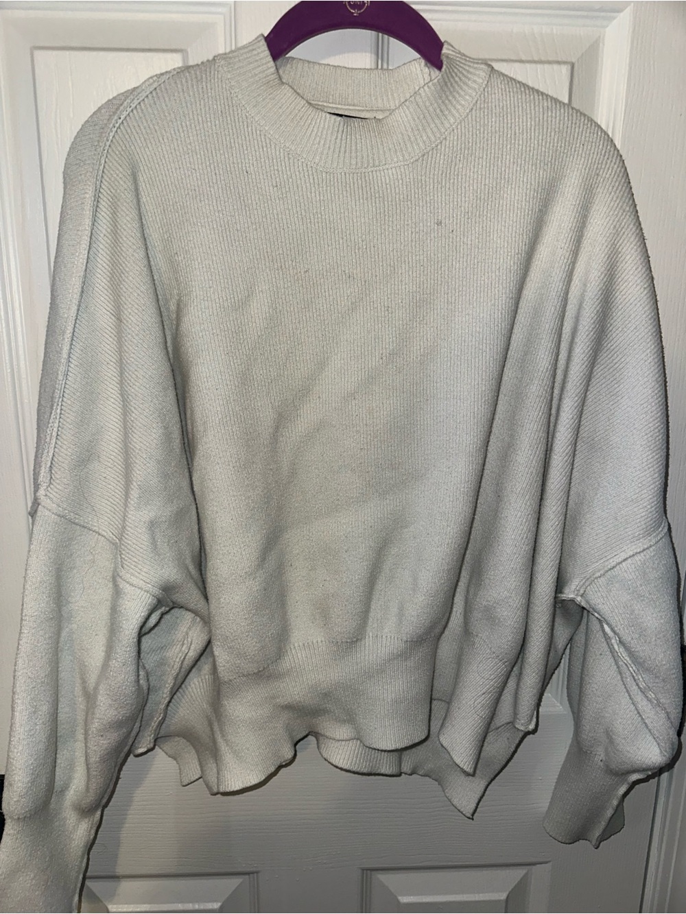 Relaxed Crewneck Sweater in Light Cream